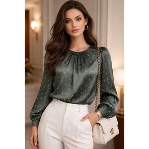 Nougat Celestial Silk Blouse Sz S Quiet Luxury Minimalist Parisian Chic